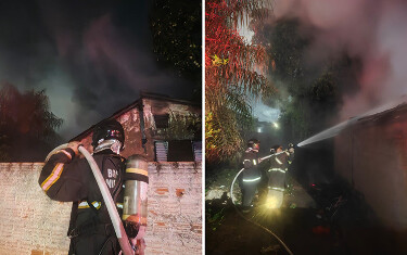Bombeiros utilizam 2 mil litros de &aacute;gua para combater inc&ecirc;ndio em resid&ecirc;ncia no bairro Maria Leite em Corumb&aacute;